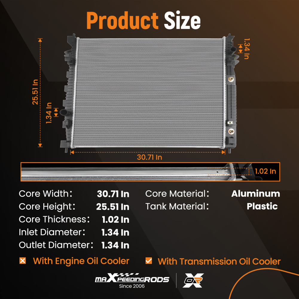 Radiator compatible for Chevy Chevrolet Traverse compatible for Buick Enclave 2018-2024 3.6L 86801856