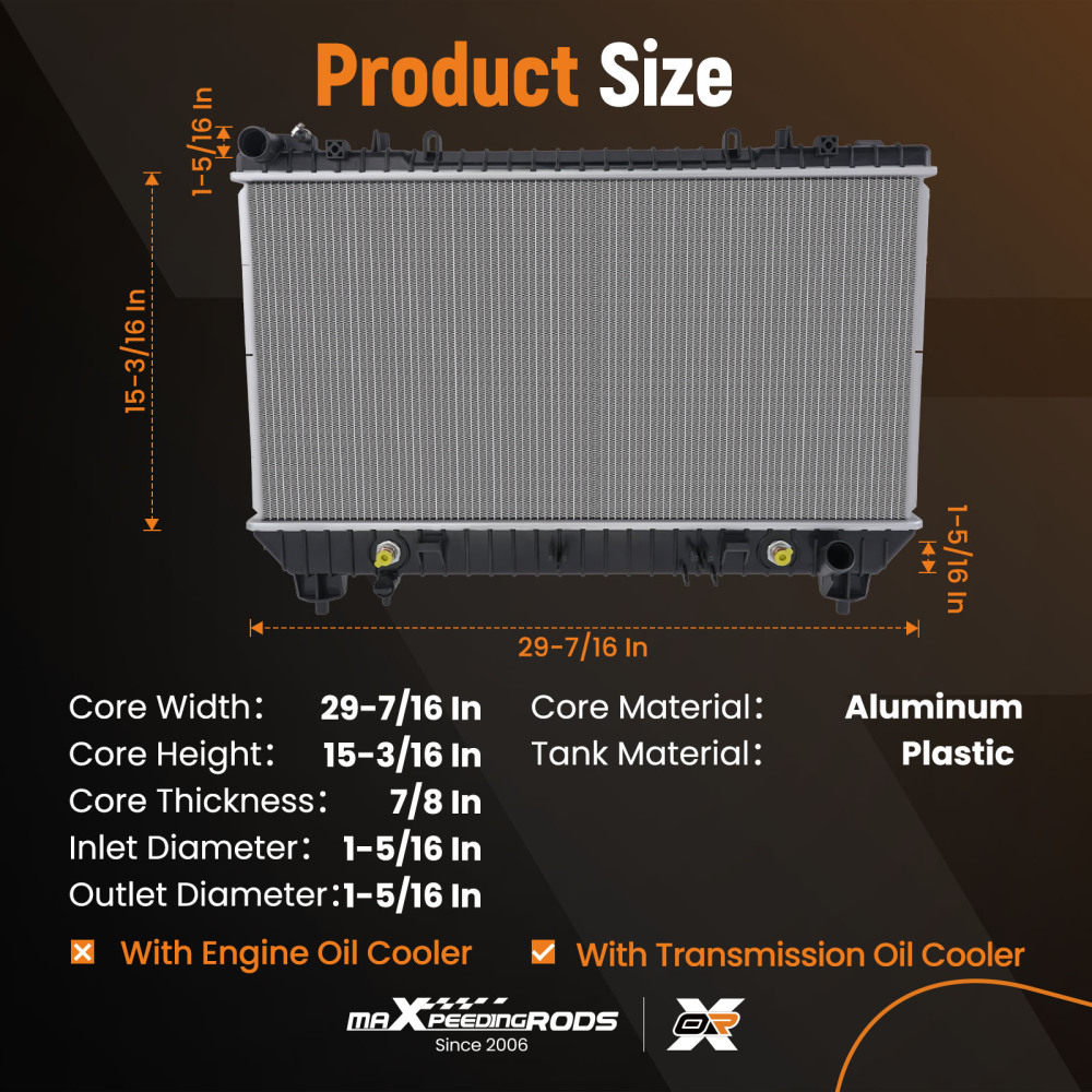 Radiator compatible for Chevrolet Camaro 3.6L V6 2010-2011 CU13141 13141 DPI13141 GM3010534