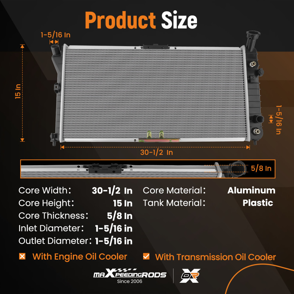 Radiator compatible for Buick Century 3.1L 1997 - 1999 compatible for Chevrolet Venture 3.4L 1997
