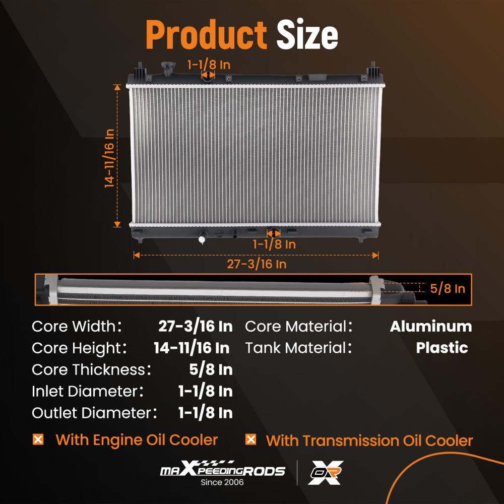 Aluminum Core Radiator compatible for Honda City 2015-2019 DPI13451 Single Row MT