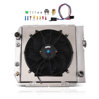3 Row Aluminum Radiator Fan Shroud Kit compatible for Ford Mustang V8 1965-1966 DPI251 AT