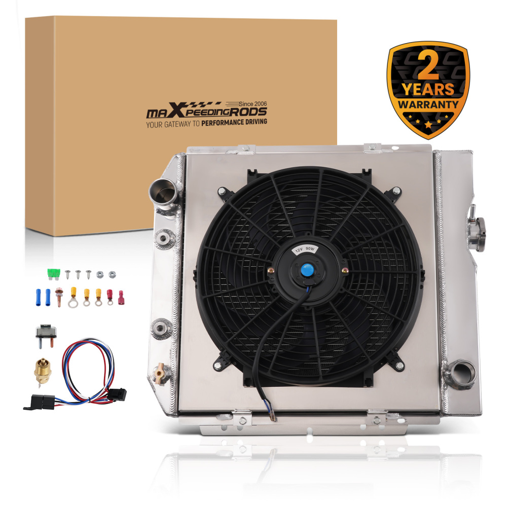 3 Row Aluminum Radiator Fan Shroud Kit compatible for Ford Mustang V8 1965-1966 DPI251 AT