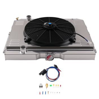 Aluminum 3 Row Radiator Fan Shroud Kit compatible for Chevy Impala 1959-1963 CU281