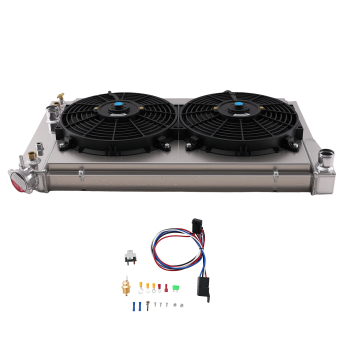 3 Row Aluminum Radiator Fan Shroud Relay Kit compatible for Chevy S10/S-10 Blazer 1982-2002