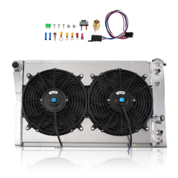 3 Row Aluminum Radiator Fan Shroud Relay Kit compatible for Chevy S10/S-10 Blazer 1982-2002