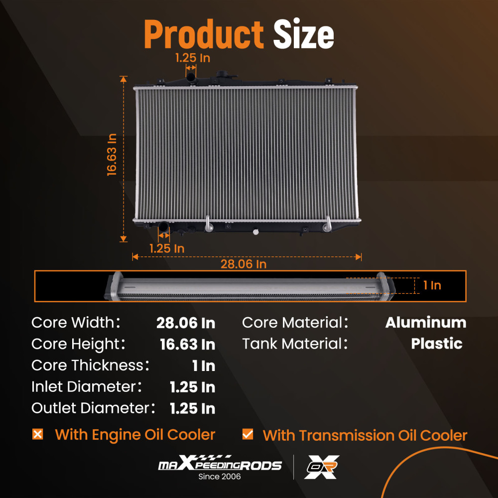 Radiator compatible for Acura TL 07-08 19010RDAA61 19010RDAA62 Aluminum Core Assembly