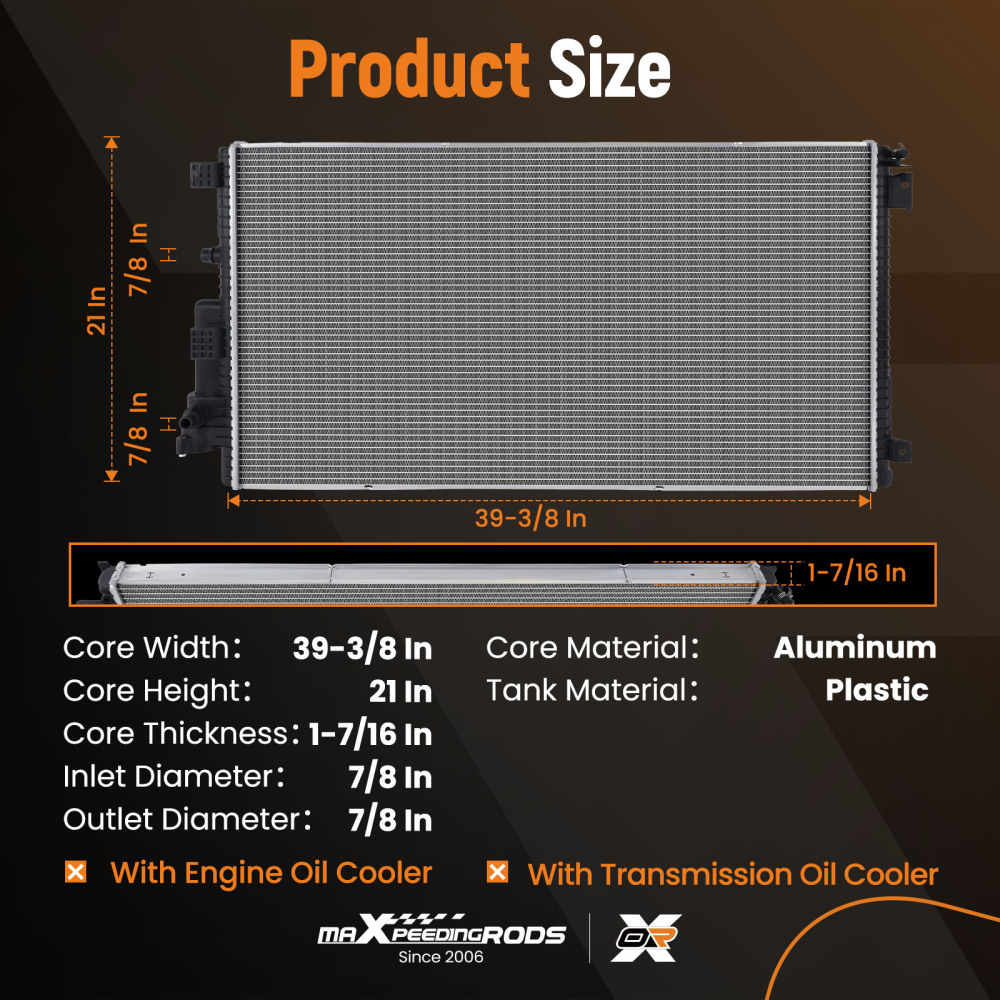 Radiator compatible for Ford F-250 Super Duty 6.7L Turbo Diesel V8 2017-2022 CU13716 13716