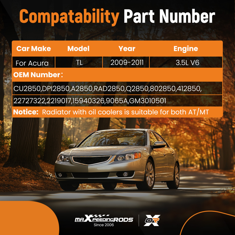 Radiator compatible for ACURA TL 3.5L V62009-2011 CU13121 DPI13121 19010RK1A52 13121