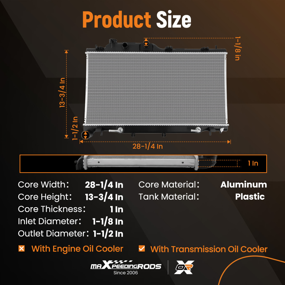 Radiator compatible for Subaru Legacy Outback 3.6L 2015-2019 CU13460 DPI13460 SU3010663