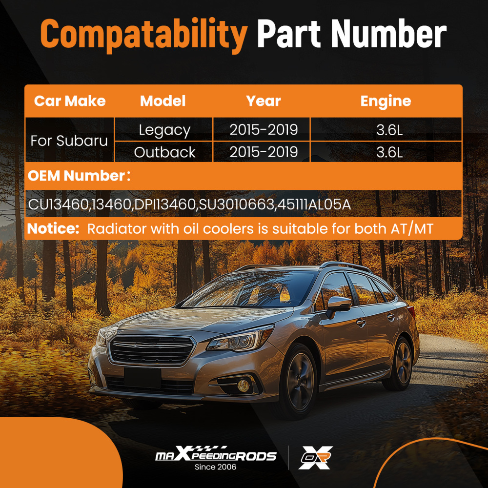 Radiator compatible for Subaru Legacy Outback 3.6L 2015-2019 CU13460 DPI13460 SU3010663