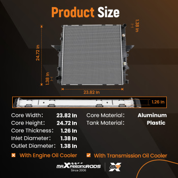 Aluminum Radiator compatible for Land Rover LR3 2005-09 compatible for Range Rover Sport 2006-09 LR021777