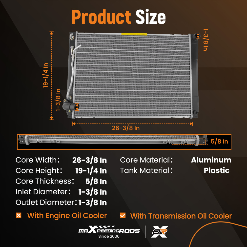 Radiator compatible for Toyota Sienna 3.3L 2004-2006 CU2681 160410A390 160410A391 2681