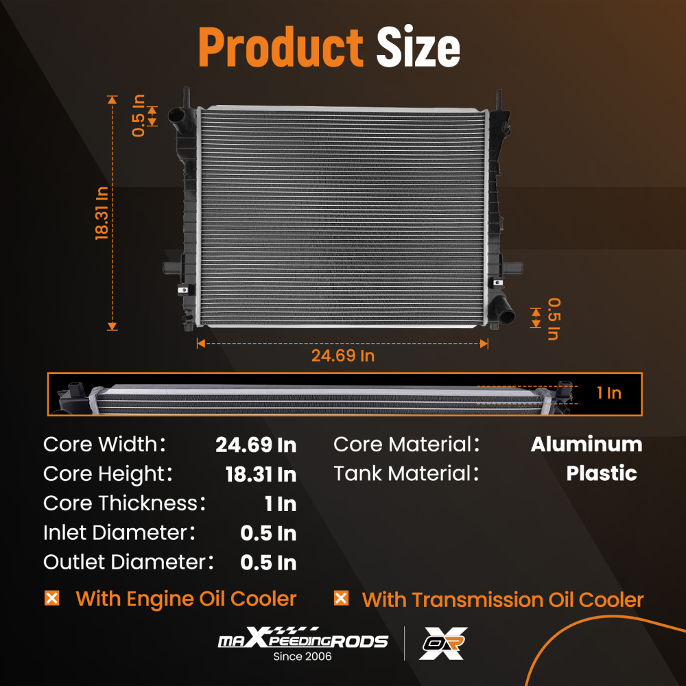 Aluminum Core Radiator compatible for Lincoln Town Car Crown Victoria 4.6L CU2610 2003-2005