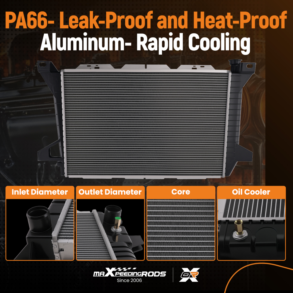 2 Row Aluminum Radiator compatible for Ford F-250 F-350 Bronco F-150 85-97 5.0L F2TZ8005KA