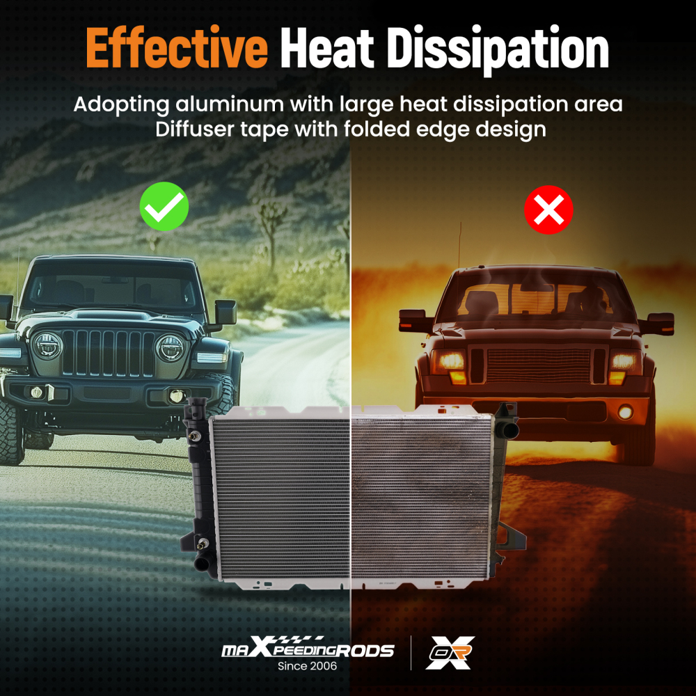 2 Row Aluminum Radiator compatible for Ford F-250 F-350 Bronco F-150 85-97 5.0L F2TZ8005KA