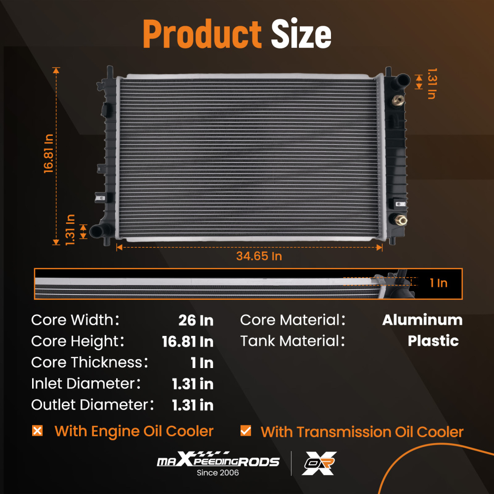 Aluminum Cooling Radiator compatible for Saturn Vue 04-07 15821838 22713544 Trans Cooler AT