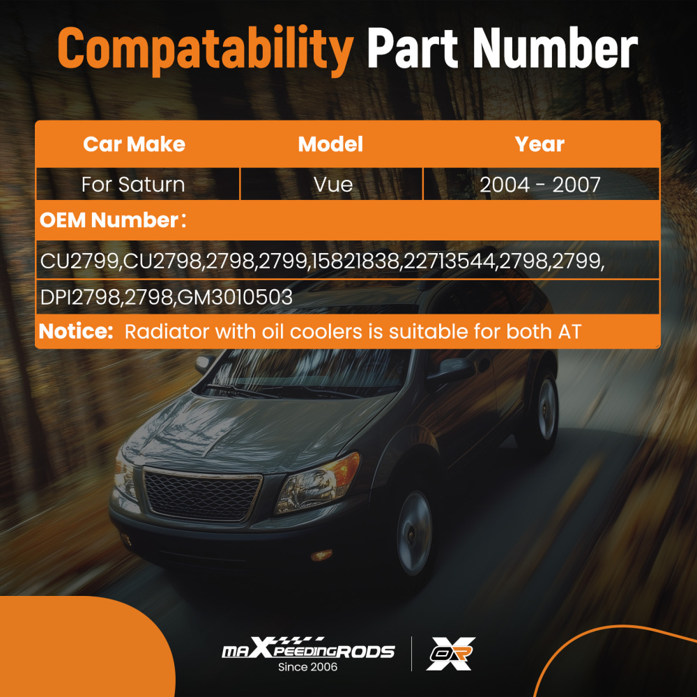 Aluminum Cooling Radiator compatible for Saturn Vue 04-07 15821838 22713544 Trans Cooler AT