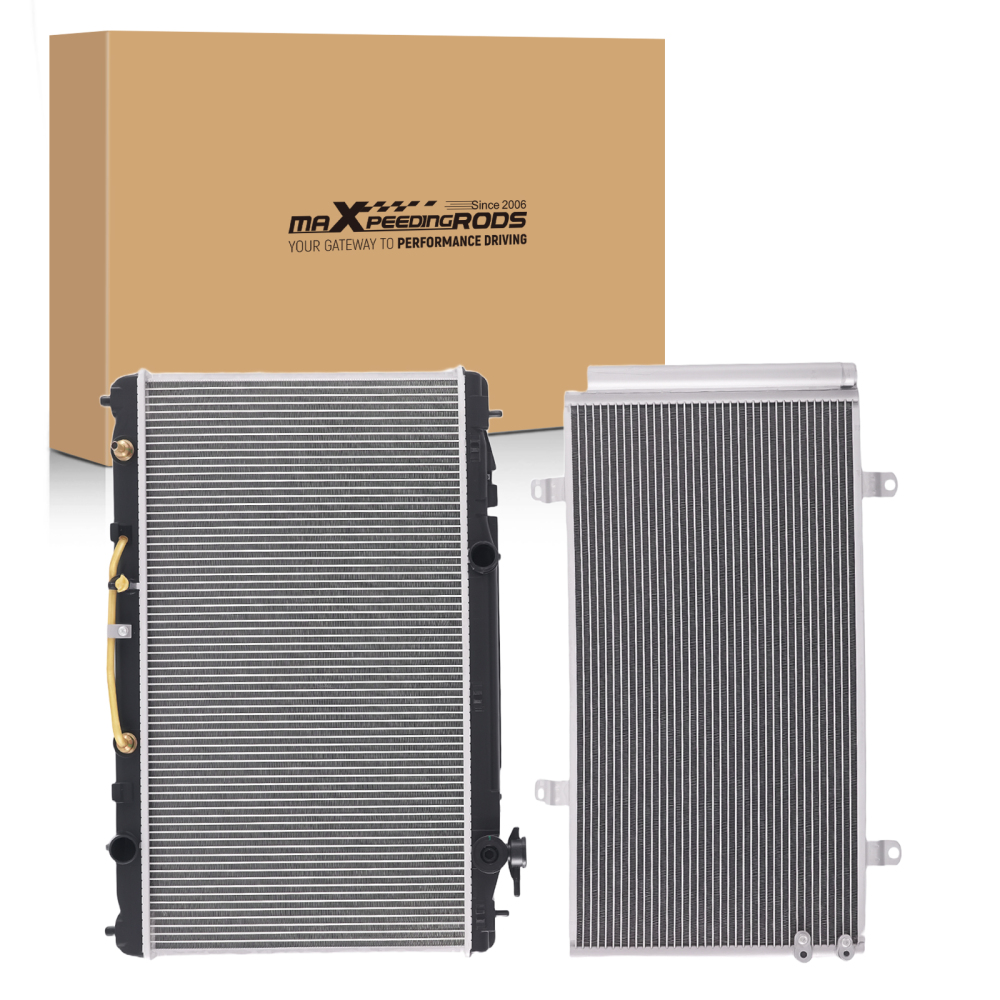 Aluminum Radiator and compatible for AC Condenser compatible for Toyota Camry 2.4L 2007-2009 1640028640