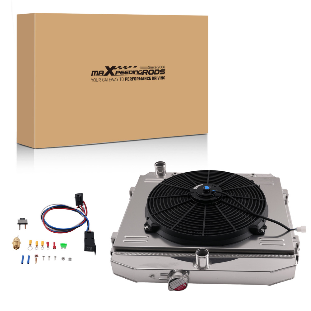 3-Row Aluminum Radiator Fan Kit compatible for Chevy Bel Air 150 4.3L 4.6L 1955-57 CC5057