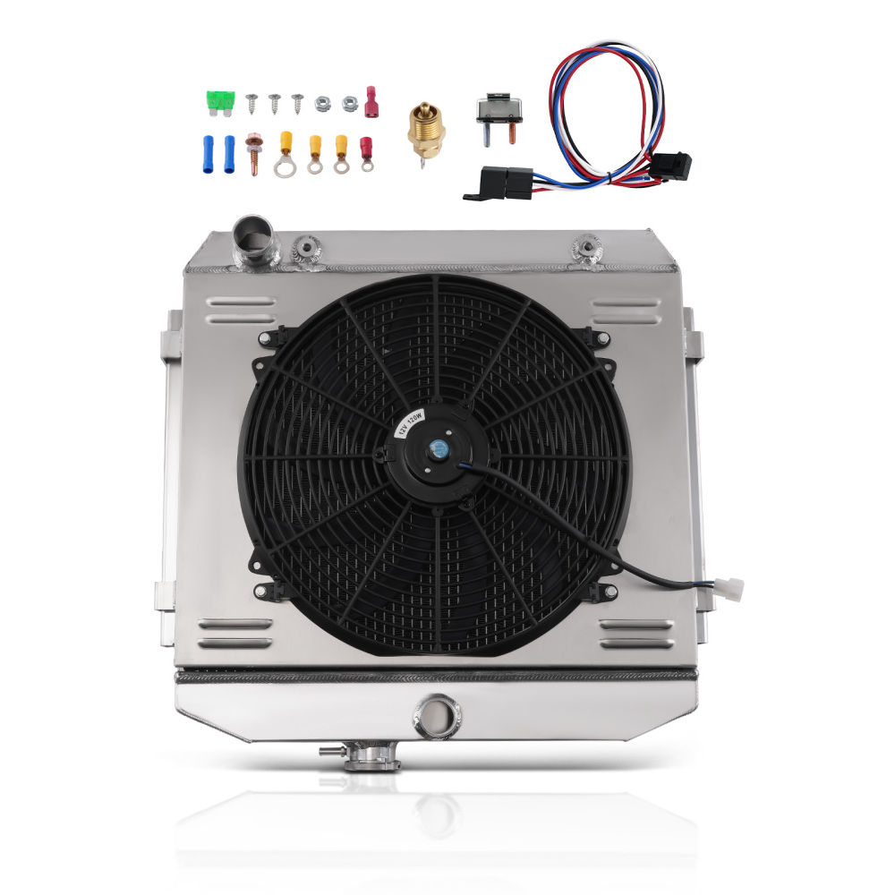 3-Row Aluminum Radiator Fan Kit compatible for Chevy Bel Air 150 4.3L 4.6L 1955-57 CC5057