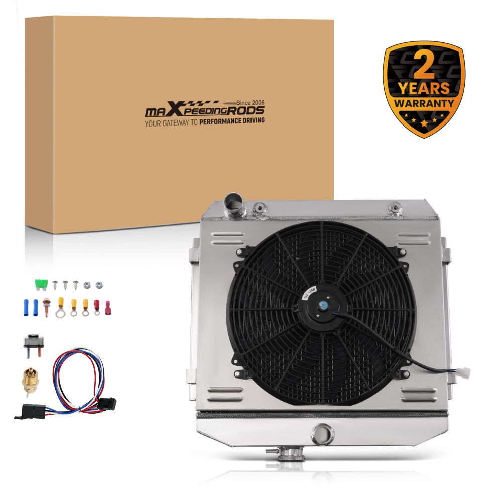 3-Row Aluminum Radiator Fan Kit compatible for Chevy Bel Air 150 4.3L 4.6L 1955-57 CC5057