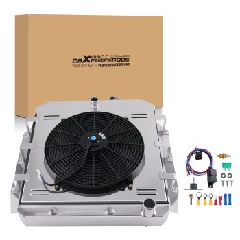 3 Row Aluminum Radiator w/ Shroud Fan compatible for Chevy 3100 1955-1959 RAD5559