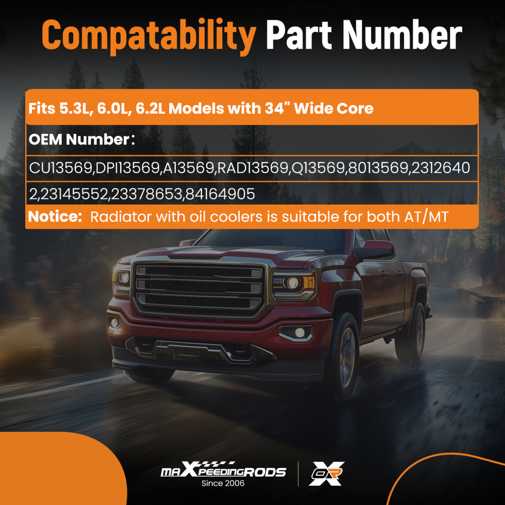 Radiator compatible for Cadillac Escalade 6.2L 2016 compatible for Chevrolet Suburban 5.3L 6.0L 2016