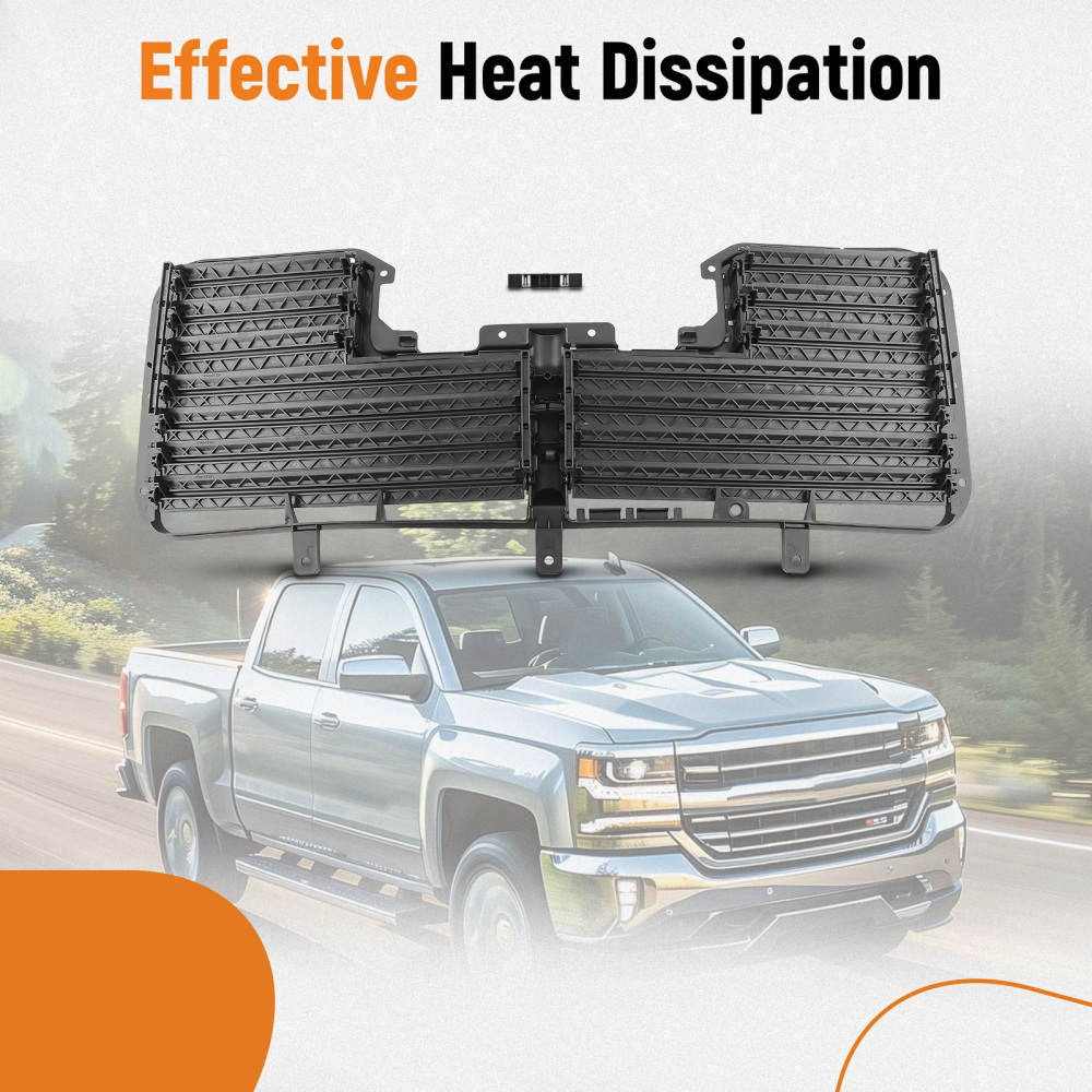 Front Grille Shutter compatible for Chevrolet Silverado 1500 compatible for GMC Sierra 2017-19 w/O Motor