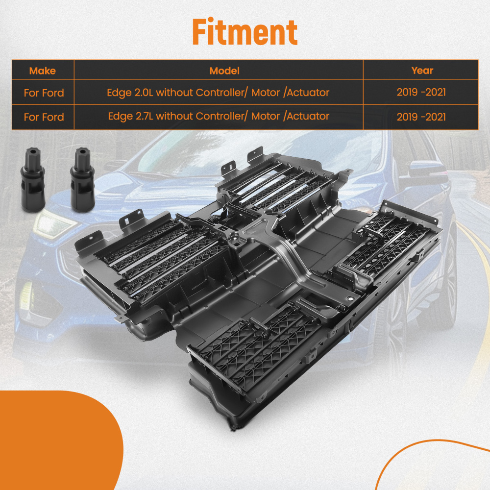 Air Shutter Grille Assembly compatible for Ford Edge 2.0L 2.7L 2019-2021 w/O Actuator