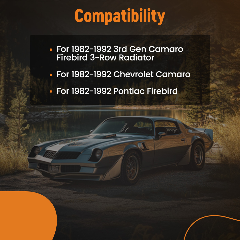 3-Row Performance Radiator for 82-92 compatible for Camaro Firebird Anodized Aluminum