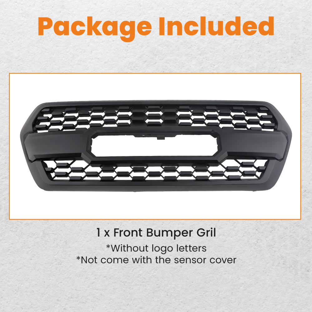 Front Bumper Grille Mesh Grill compatible for Toyota Tacoma 2016-2023 Matte Black