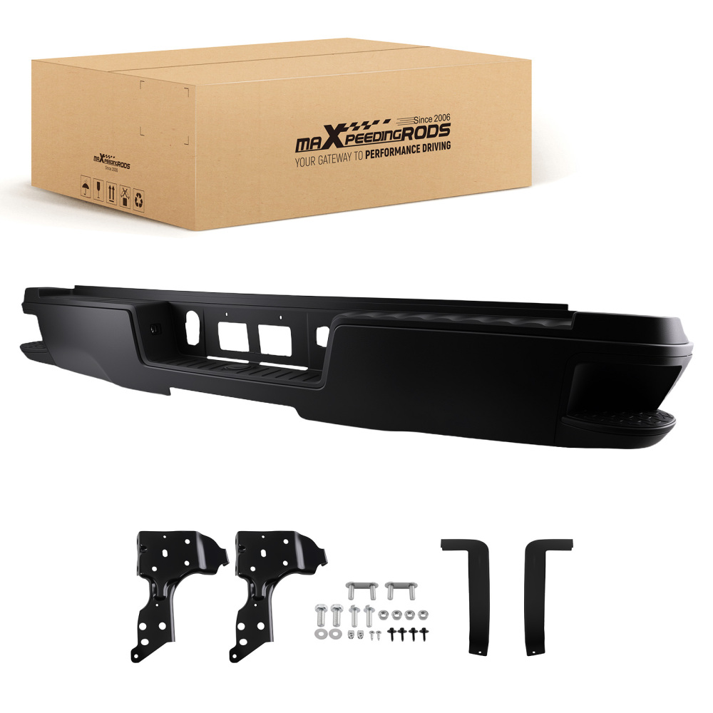 Black Rear Bumper Assembly compatible for Chevy Silverado 1500 14-18 23154012 Steel