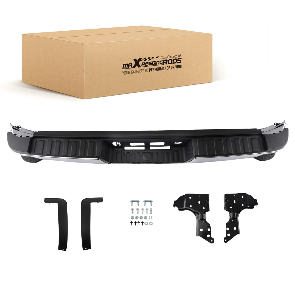 Chrome Rear Bumper Assembly compatible for Chevy Silverado 1500 2014-2018 23154012