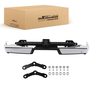 Chrome Rear Bumper Assembly compatible for Ford F-150 2021-2023 Steel Plastic w/ Sensors