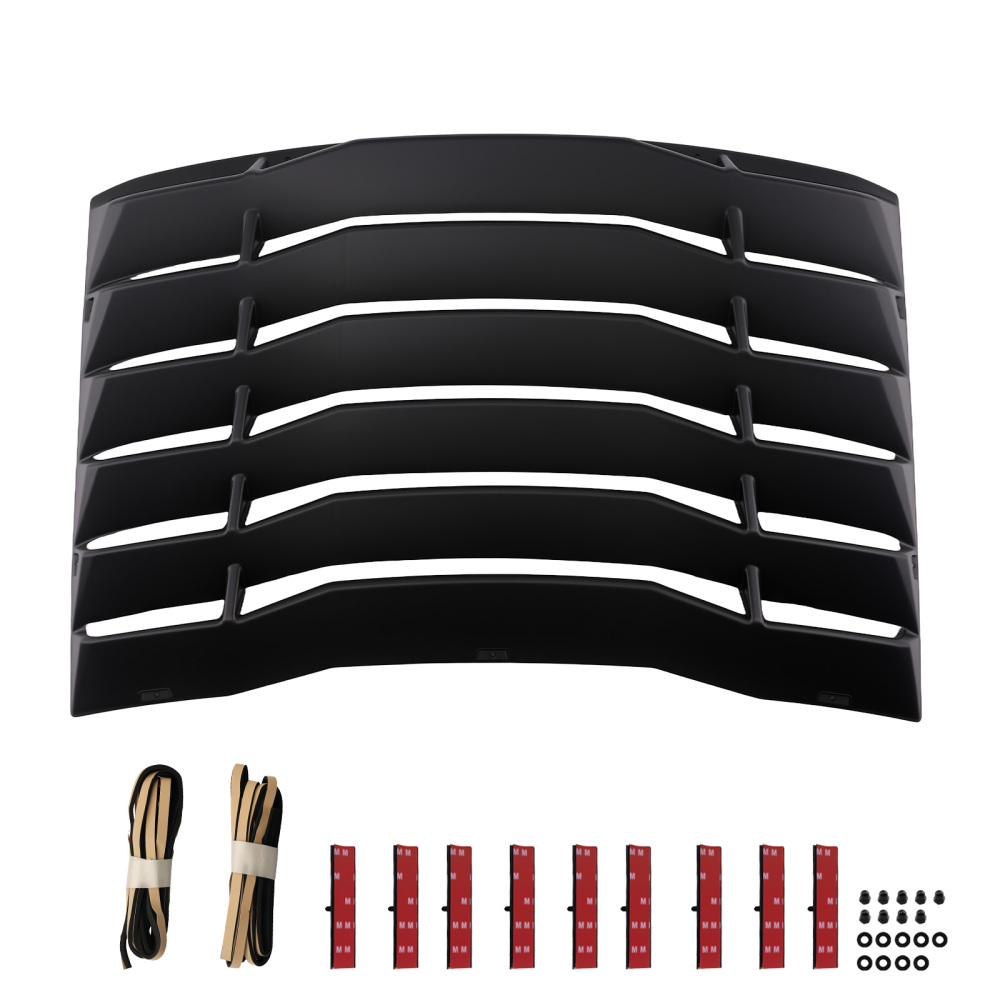 Black Rear Louver compatible for Chevrolet Camaro 2016-2024 Window Sun Shade Plastic
