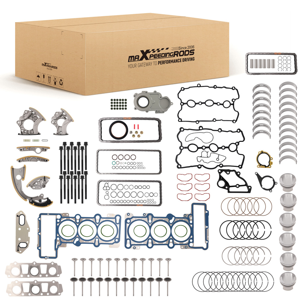 Complete Engine Rebuild Kit w/ PistonsTiming Chain compatible for Audi A6 A7 Q7 3.0T V6