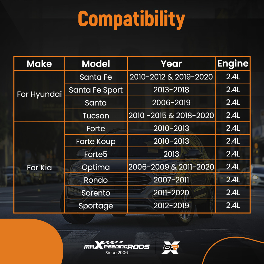Crankshaft Connecting Rod Bearing compatible for Hyundai Sonata compatible for Kia Sportage 2.4L