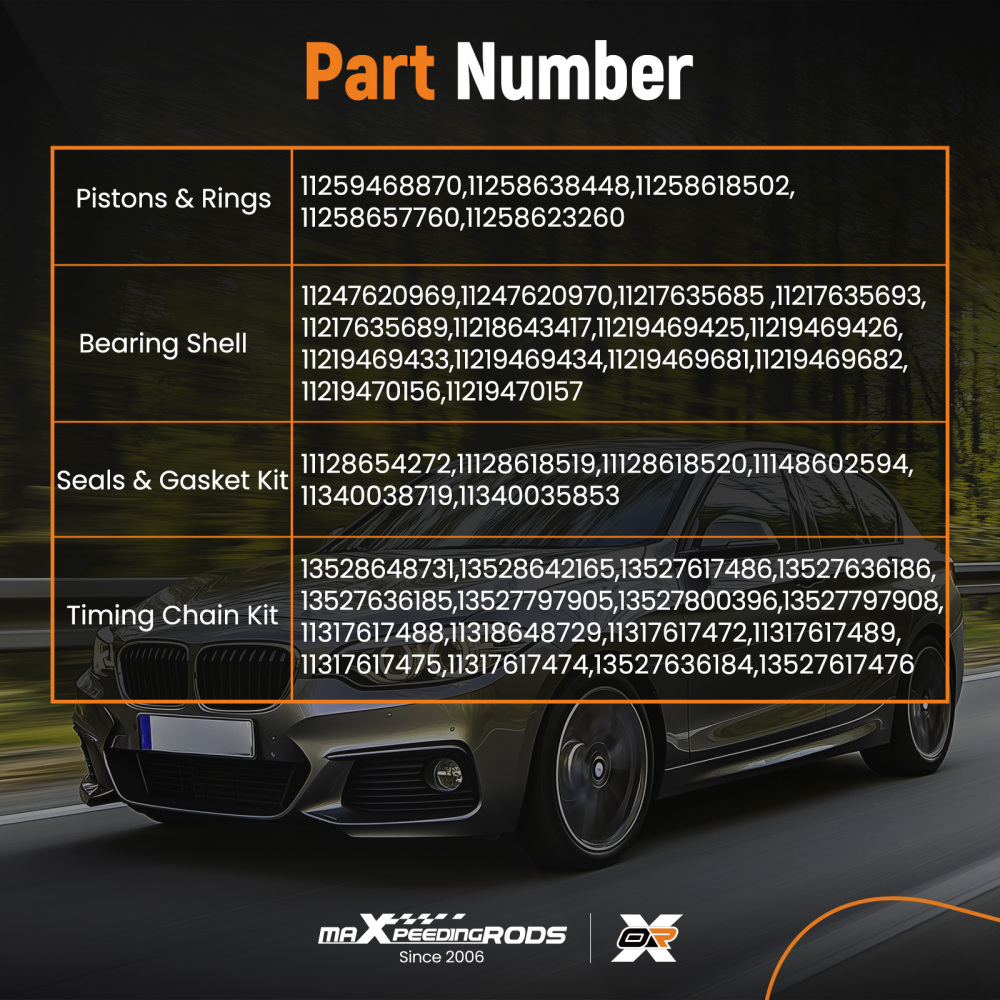 Engine Overhaul Rebuild Kit compatible for BMW 120i 220i 320i 420i 520i X1 X3 compatible for Mini Cooper