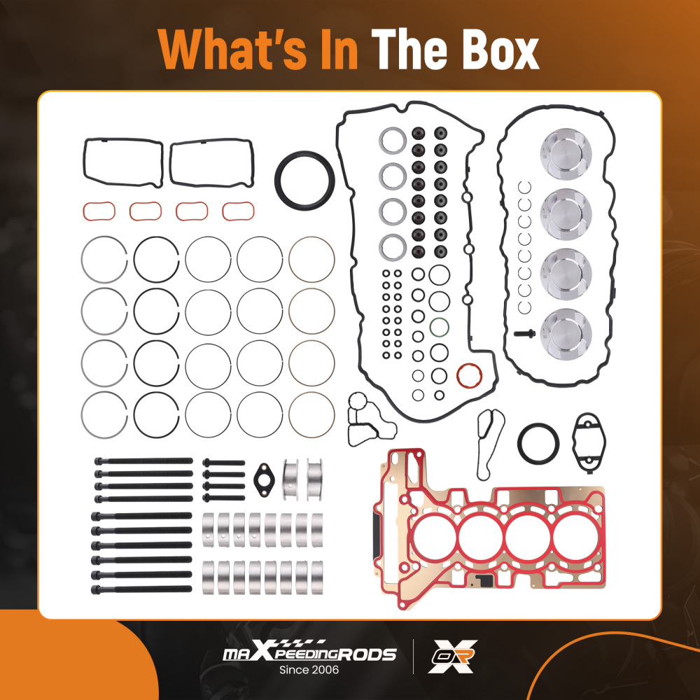 Engine Rebuild Kit w/ Gasket/Piston/Bearing/Head Bolt compatible for BMW N20 N26 2.0T