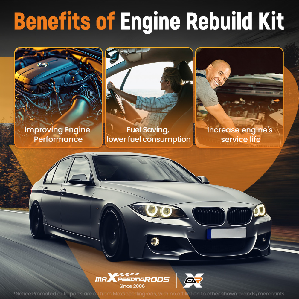 Engine Rebuild Kit w/ Gasket/Piston/Bearing/Head Bolt compatible for BMW N20 N26 2.0T