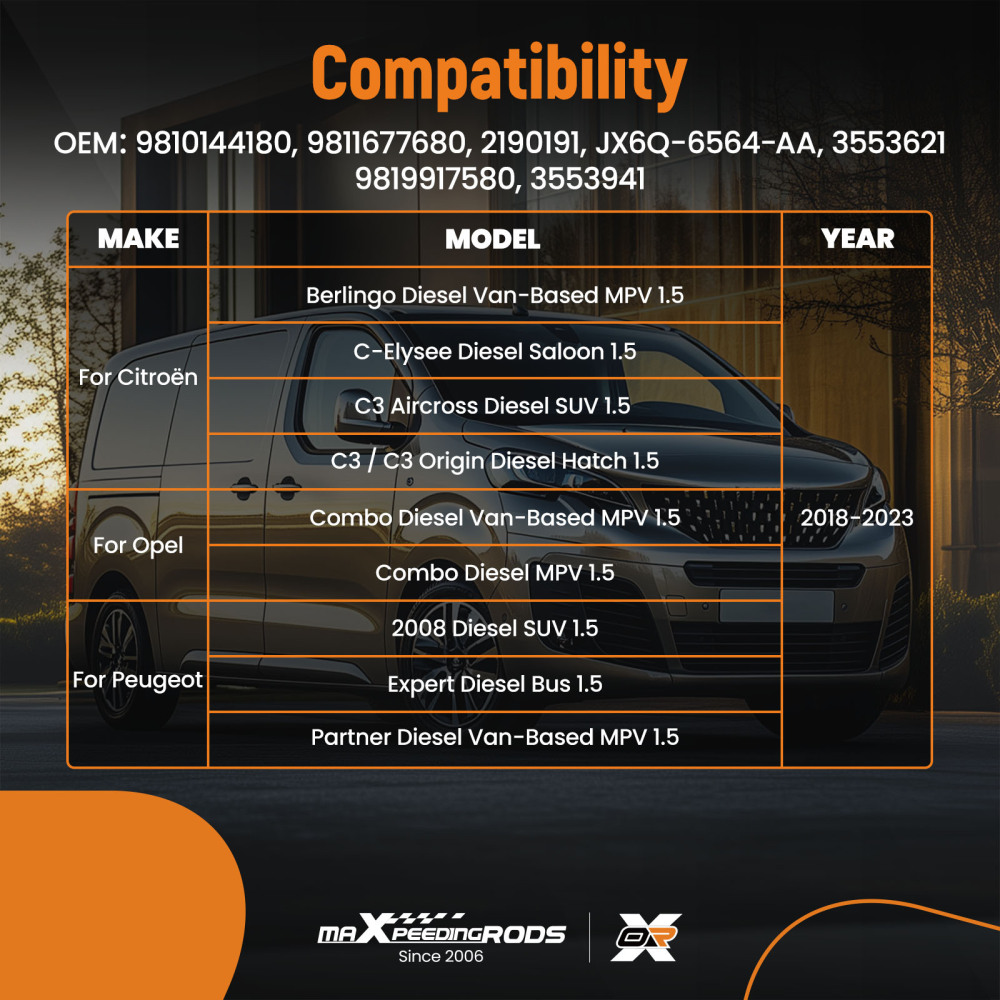 Rocker Arms Lifter Kit compatible for Citroën Berlingo C-Elysee C3 compatible for Opel Combo 2018-2023