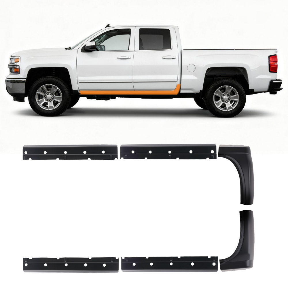 Pair of Slip-on Rocker Panel Cab Corners compatible for GMC Sierra 2015-2019 2500 3500