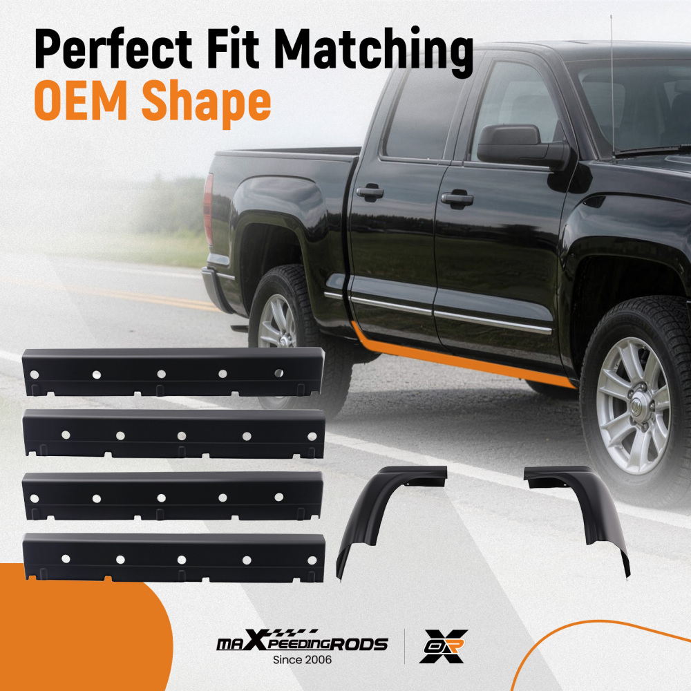 Pair of Slip-on Rocker Panel Cab Corners compatible for GMC Sierra 2015-2019 2500 3500
