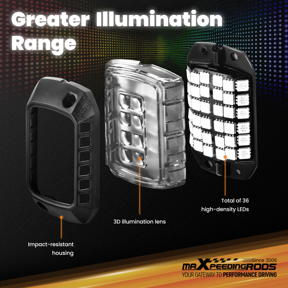 12Pcs RGB Rock Lights For Car Truck ATV UTV SUV compatible for Jeep Waterproof LED Pods Remote