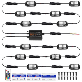 12Pcs RGB Rock Lights For Car Truck ATV UTV SUV compatible for Jeep Waterproof LED Pods Remote