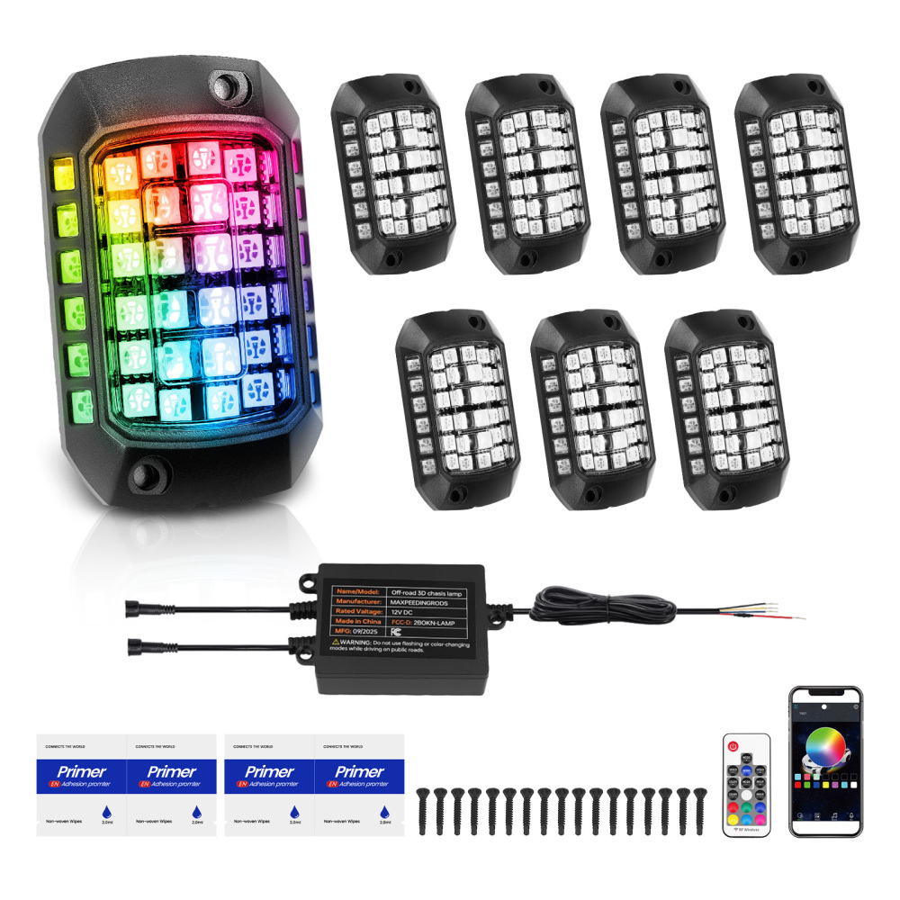 8 Pods RGB LED Rock Lights For Car Truck SUV ATV UTV compatible for Jeep Waterproof 12V DC