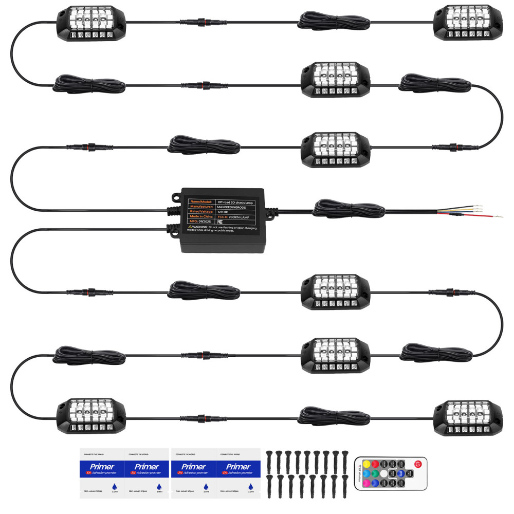 8 Pods RGB LED Rock Lights For Car Truck SUV ATV UTV compatible for Jeep Waterproof 12V DC