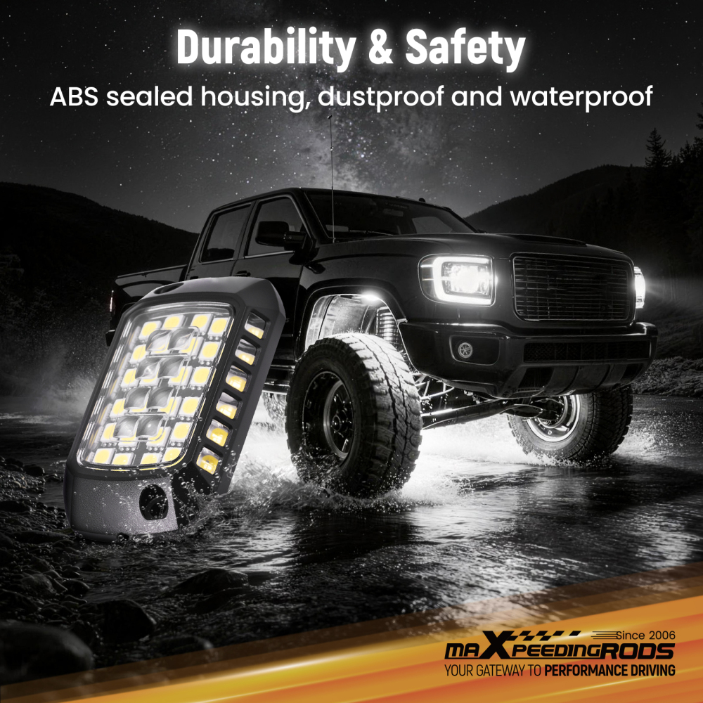 12 Pods Rock Lights Kit compatible for Jeep Truck ATV UTV SUV Universal compatible for White 6000K 7W
