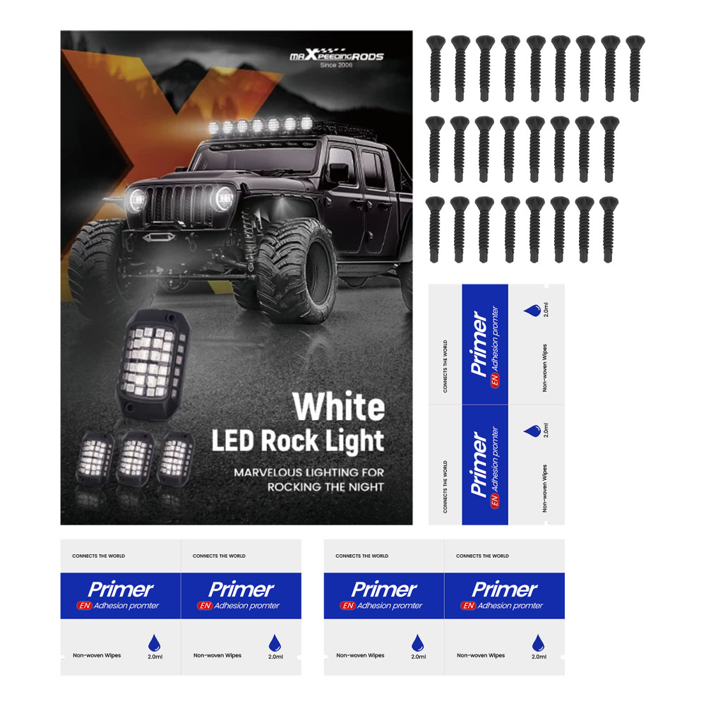 12 Pods Rock Lights Kit compatible for Jeep Truck ATV UTV SUV Universal compatible for White 6000K 7W