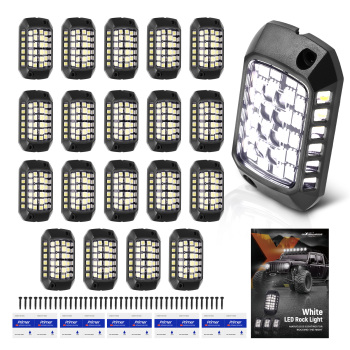 20PC Rock Lights compatible for Jeep Truck SUV ATV UTV compatible for White LED 6000K Waterproof 12V Kit